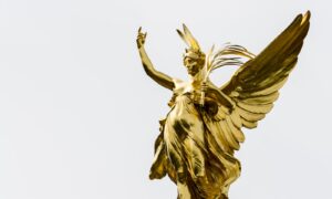 gold female angel statue