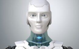 Robot's head in face