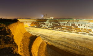 Pit Mine Wall At Night