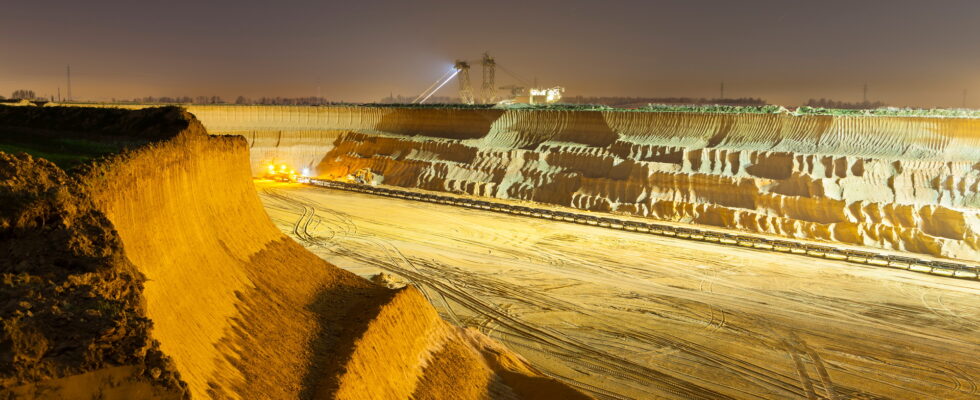 Pit Mine Wall At Night