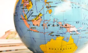 indonesia on the map, atlas globe