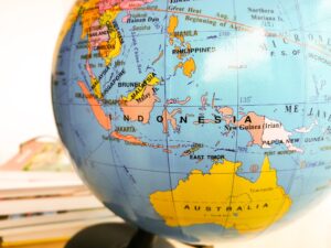 indonesia on the map, atlas globe