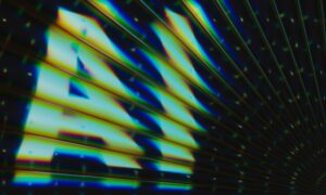 "a.n. is gleaming in colorful, diagonal lines."