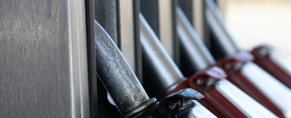 a row of knives hanging on the side of a building