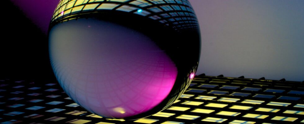 blue and black ball on blue and white checkered textile