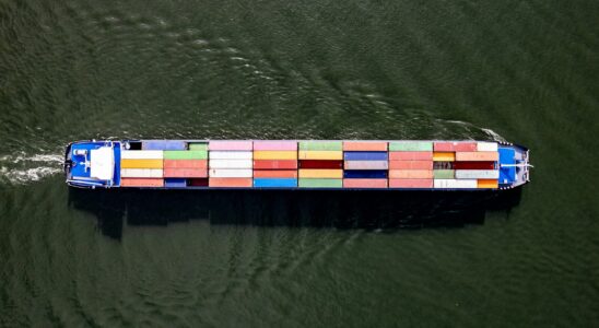 a large container ship in a body of water